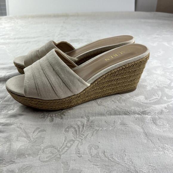 Lauren Ralph Lauren Womens Sandals Size 8.5 B Espadrilles Beige Fabric Wedge - Picture 6 of 9
